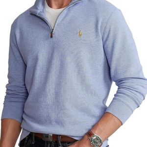 POLO RALPH LAUREN Men's light blue Estate-Rib Quarter-Zip Pullover Sweater